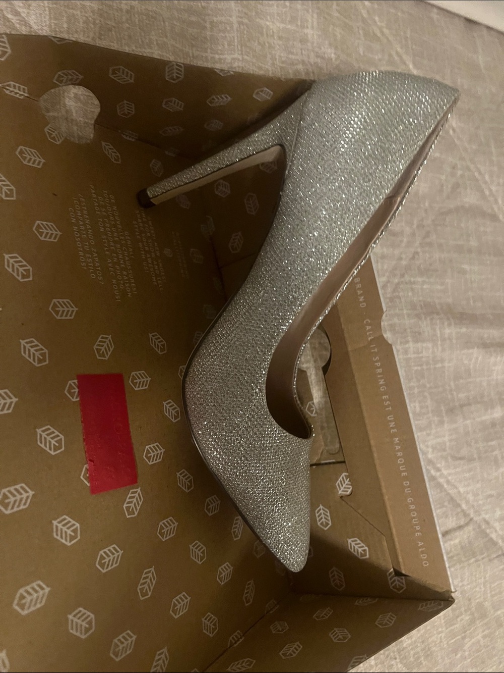 Call It Spring Silver Glitter Pointed Stiletto Heels